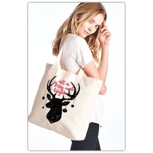 All is Merry and Bright Reindeer Christmas Bag